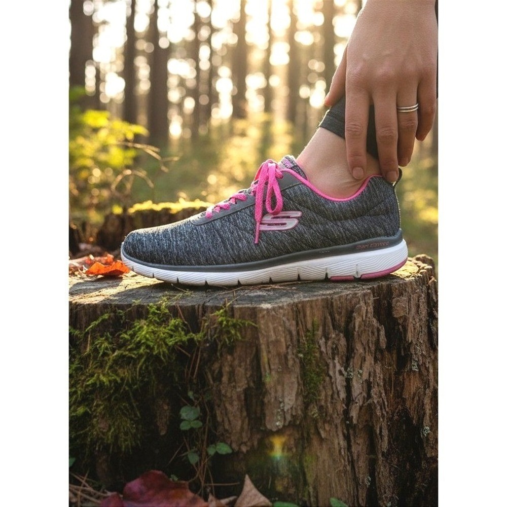 Skechers Lite-Weight Womens 11 Sneakers Gray Pink Air-Cooled ~ Sanitized